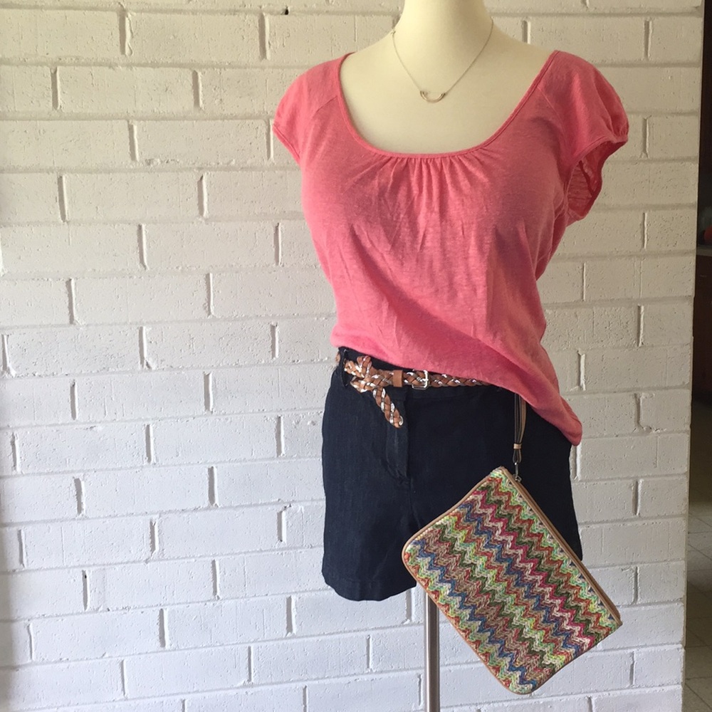 Adorable Medium Coral Linen Ann Taylor LOFT Top